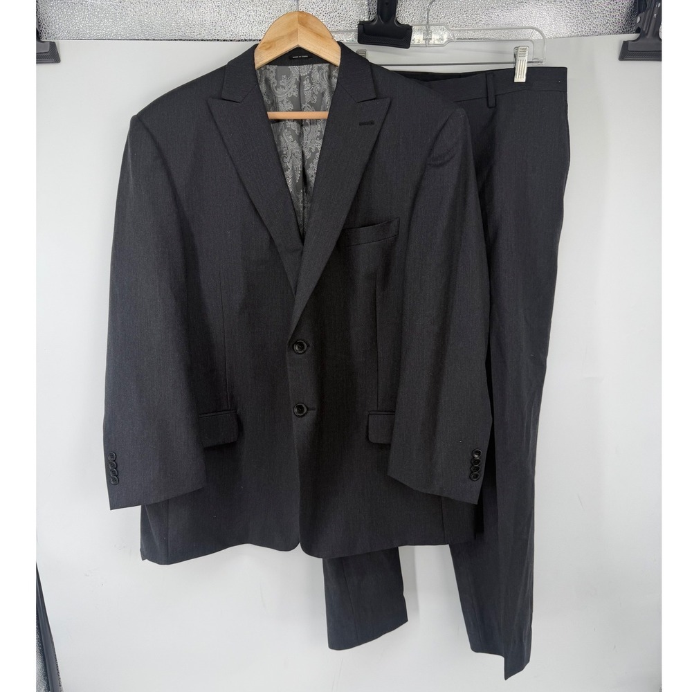 Joseph Abboud Mens 2 Piece Suit 44S 38x28 Dark Gray 100% Wool Business Casual